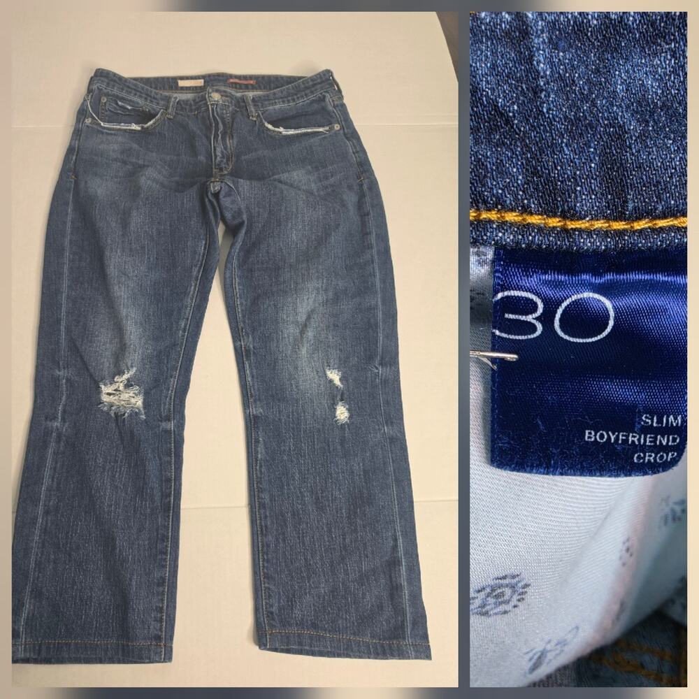 Anthropologie Pilcro Slim Boyfriend Jeans Size 30 Drapey Distressed Crop Relax
